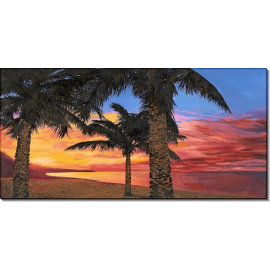 Картина «Пальмы на фоне заката». Борелли, Гвидо (20 век)