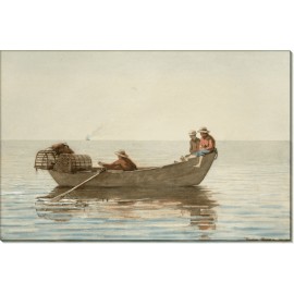 Три мальчика в рыбацкой лодке с корзиной для лобстеров. Хомер, Уинслоу