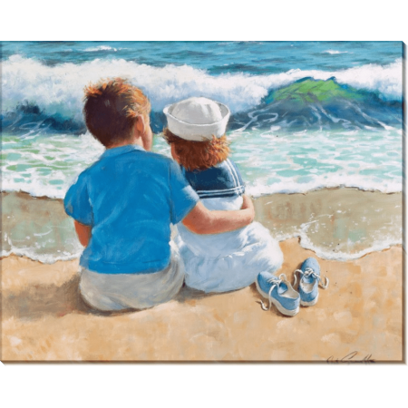 Мальчик и девочка на пляже. Сарноф, Артур 
