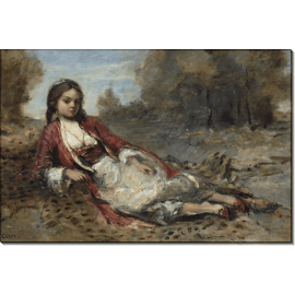 Алжирская девушка на фоне пейзажа. Коро, Жан-Батист Камиль