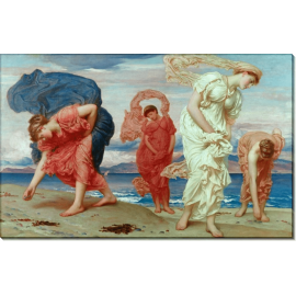 Греческие девушки, собирающие ракушки на берегу моря. Лейтон, Фредерик