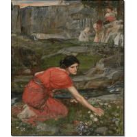 Девушка, собирающая цветы у ручья. Уотерхаус, Джон Уильям
