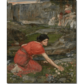 Девушка, собирающая цветы у ручья. Уотерхаус, Джон Уильям