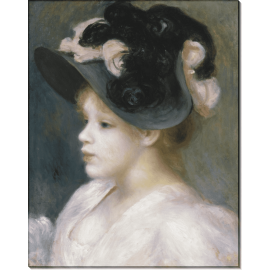 Девушка в черной с розовым шляпке. Ренуар, Пьер Огюст