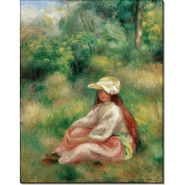 Девушка в розовом на фоне пейзажа. Ренуар, Пьер Огюст