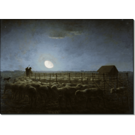 Отара овец, освещаемая лунным светом. Милле, Жан-Франсуа