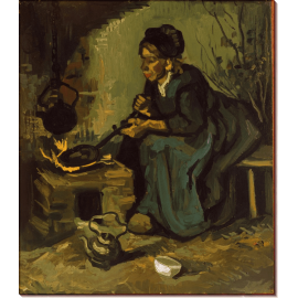 Крестьянка готовит у камина (Peasant Woman Cooking by a Fireplace), 1885. Гог, Винсент ван