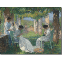 Женщины, занятые шитьем в тени перголы. Мартен, Анри Жан Гийом