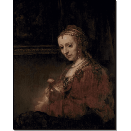 Женщина с гвоздикой. Рембрандт, Харменс ван Рейн