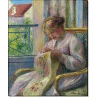 Молодая женщина, вышивающая у окна. Ренуар, Пьер Огюст