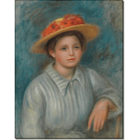 Портрет дамы в соломенной шляпке с цветами. Ренуар, Пьер Огюст
