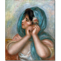 Портрет женщины, украшающей волосы розой. Ренуар, Пьер Огюст