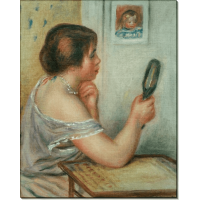 Мари Дюпи с зеркалом на фоне портрета Коко. Ренуар, Пьер Огюст