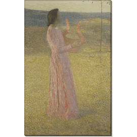 Женщина в розовом с лирой в поле. Мартен, Анри Жан Гийом