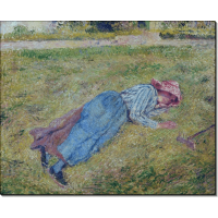 Крестьянская девушка, отдыхающая на траве. Писсарро, Камиль