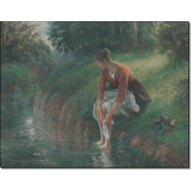 Женщина, моющая ноги в ручье. Писсарро, Камиль