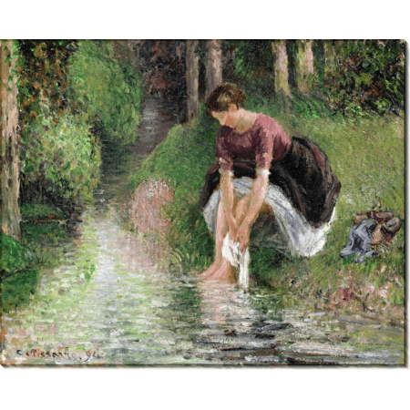 Женщина, моющая ноги в ручье. Писсарро, Камиль 
