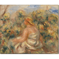 Женщина в шляпке на фоне пейзажа. Ренуар, Пьер Огюст