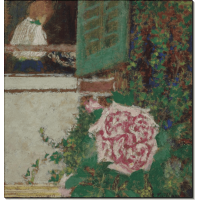 Молодая женщина у окна на фоне розы. Вюйар, Эдуард