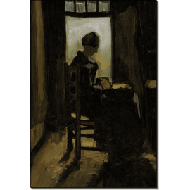 Женщина, сидящая перед открытой дверью, очищающая картофель, 1885. Гог, Винсент ван