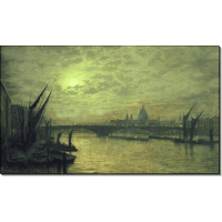 Лунная ночь на Темзе с Саутуоркским мостом. Гримшоу, Джон Аткинсон