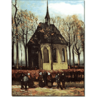 Прихожане покидающие реформатскую церковь в Нюэнене (Chapel at Nuenen), 1884. Гог, Винсент ван