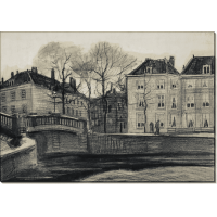 Мост и дома на углу Херенграхт-Принсессеграхт, Гаага, 1882. Гог, Винсент ван