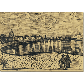 Звездная ночь над Роной. Эскиз (Starry Night over the Rhone (sketch)), 1888. Гог, Винсент ван