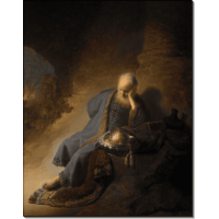 Иеремия размышляет о разрушении Иерусалима (Плач Иеремии). Рембрандт, Харменс ван Рейн