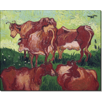 Коровы, по работе Жордэна (Cows (after Jorsaens)), 1890. Гог, Винсент ван