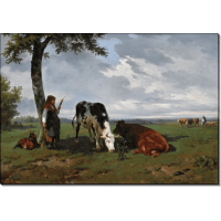 Пастушка с коровами и козой на лугу. Бонёр, Роза