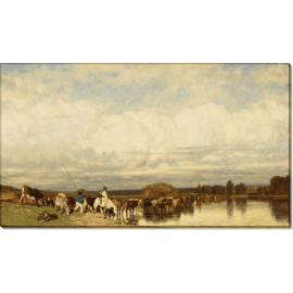 Пейзаж со стадом коров, переходящих реку. Дюпре, Жюль