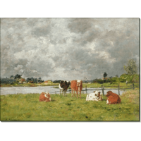 Коровы в поле под грозовыми облаками. Буден, Эжен