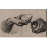 Рука с миской и кошка (Hand with a Bowl, and a Cat), 1885. Гог, Винсент ван