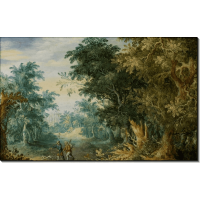 Лесной пейзаж с тремя фигурами. Брейгель, Ян (Старший)