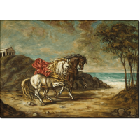 Две лошади на берегу моря. Кирико, Джорджо де