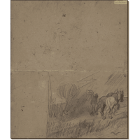 Пейзаж с крестьянином и двумя лошадьми (Landscape with Peasant and Two Horses), 1890. Гог, Винсент ван