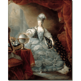 Мария-Антуанета с рукой, лежащей на глобусе. 1775. Готье-Даготи, Жан-Батист-Андре