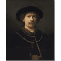 Автопортрет в шляпе и двумя золотыми цепочками. Рембрандт, Харменс ван Рейн