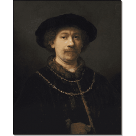 Автопортрет в шляпе и двумя золотыми цепочками. Рембрандт, Харменс ван Рейн 