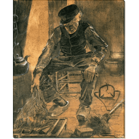 Старик кладет сухой рис на очаг (An Old Man Putting Dry Rice on the Hearth), 1881. Гог, Винсент ван 