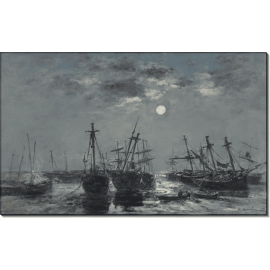Корабли в лунном свете близ Портриё. Буден, Эжен