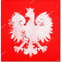 Польский герб на красном фоне. Сток