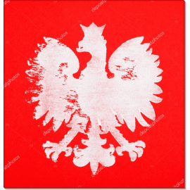 Польский герб на красном фоне. Сток