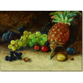 Натюрморт с ананасом, виноградом, орехами и сливами. Гримшоу, Джон Аткинсон