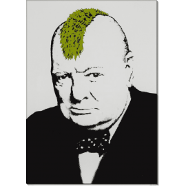 Черчилль с зеленым ирокезом. Бэнкси