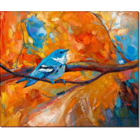 Синяя птица в осеннем дереве