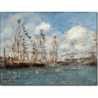 Корабли в порту Довиля, украшенные флагами. Буден, Эжен