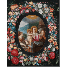 Мадонна с Младенцем и ангелами в цветочной гирлянде. Брейгель, Ян (младший)