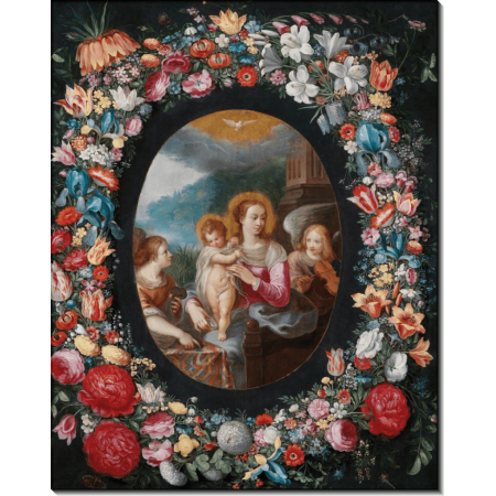 Мадонна с Младенцем и ангелами в цветочной гирлянде. Брейгель, Ян (младший) 